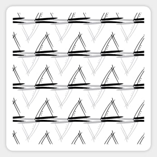 Doodle saillboat, triangles black and white stripes Sticker